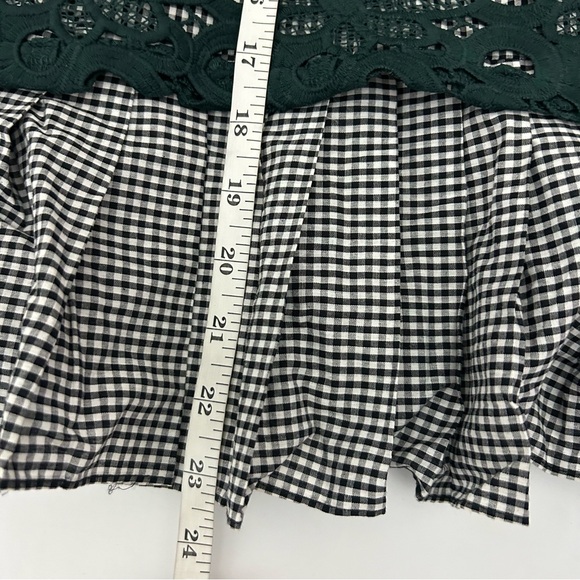 Anthropologie Maeve Green Pleated Lace Top Gabriella Gingham (size small) - Picture 9 of 10